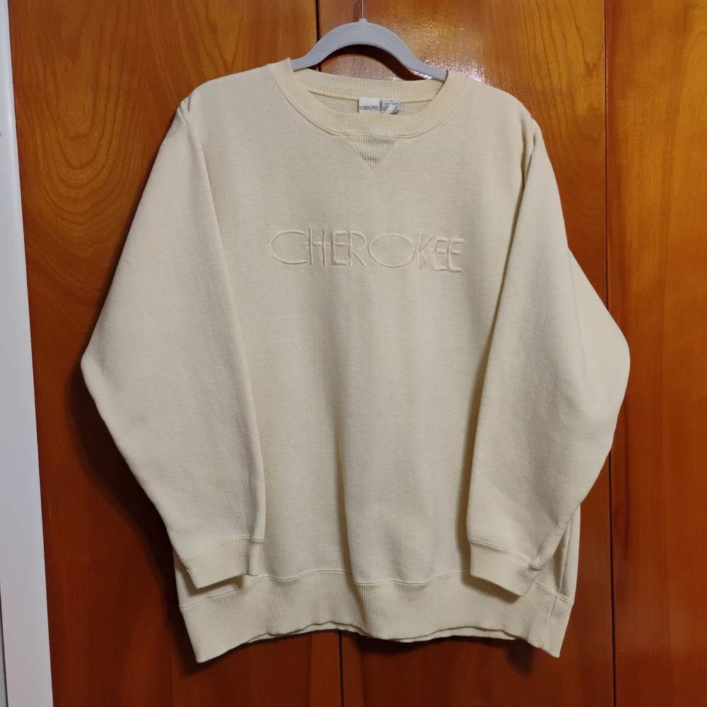 Woman's M Vintage Pale Yellow CHEROKEE Embroidered Sweatshirt